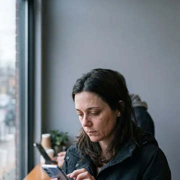 Scrolling while waiting in line for coffee